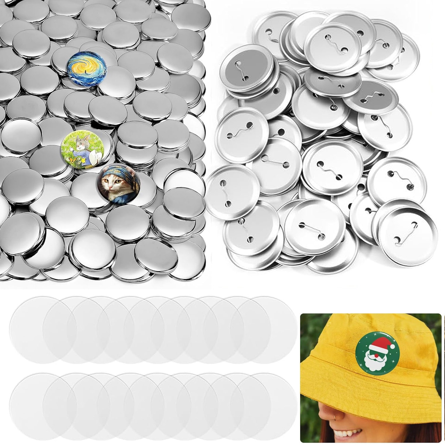 200pcs Stainless Steel Disc, 58mm Round Metal Badge Base Supplies For Crafts Metal Stamping And Jewelry Making