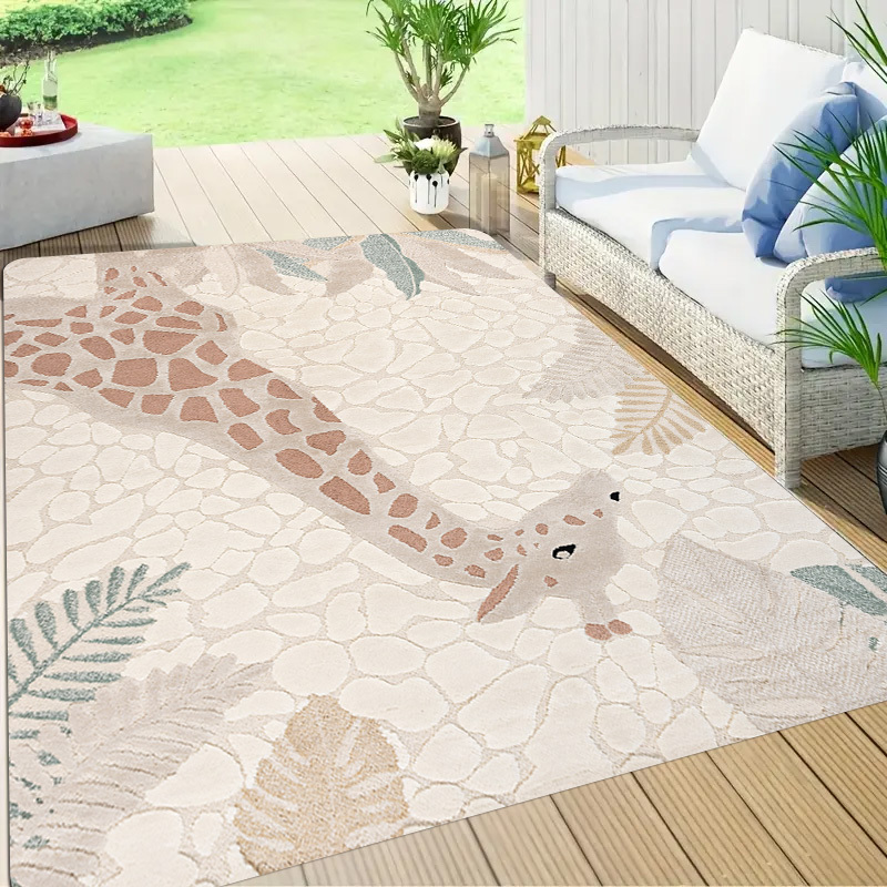 TEMU 1pc Giraffe-themed Jungle - Thick Plush Soft Giraffe Spots & Leaf Patterns, Heavyweight / Suitable For ' Room,, Living Room - Machine Washable