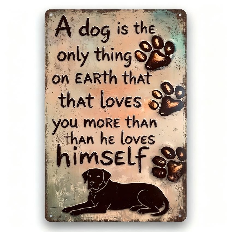 TEMU 2d Flat - 【2d Flat】 1pc Iron Sign Vintage Rustic Dog Quote Labrador Paw Print Iron Wall Decor 8x12 Inch For Room Bedroom 2d Flat Not 3d