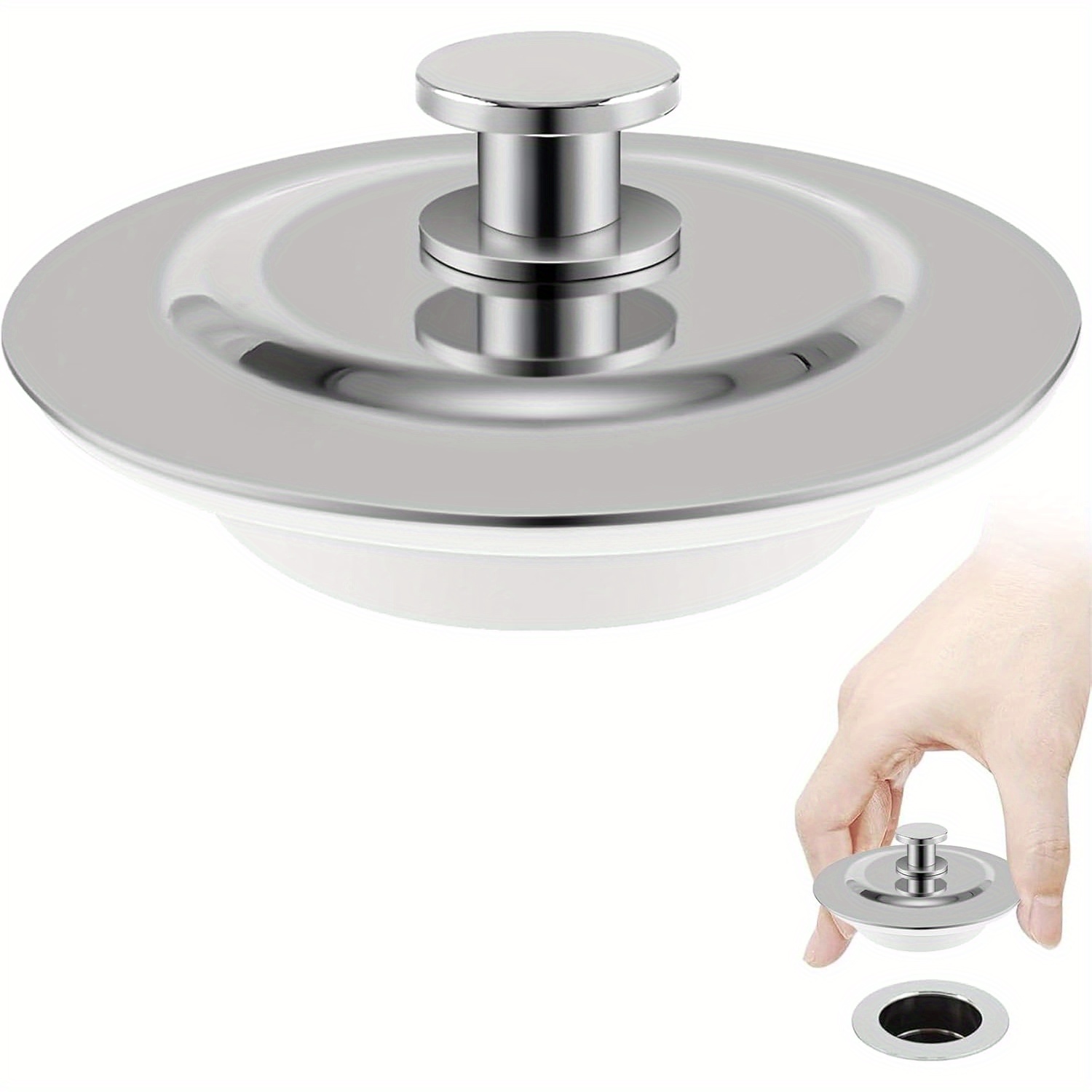 Sink Stopper Replacement, Universal Bathtub Stopper, 40-45mm Stainless Steel Push-type Drain Stopper, Suitable For Kitchen Sinks And Bathroom Washbasins