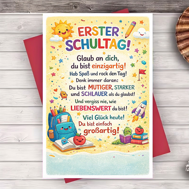 E-shop 2 Stück (ein Umschlag eine Grußkarte) – Zurück zur Schule Grußkarte – für Schüler Lehrer – Feiern Sie neue Anfänge mit ermutigenden Worten