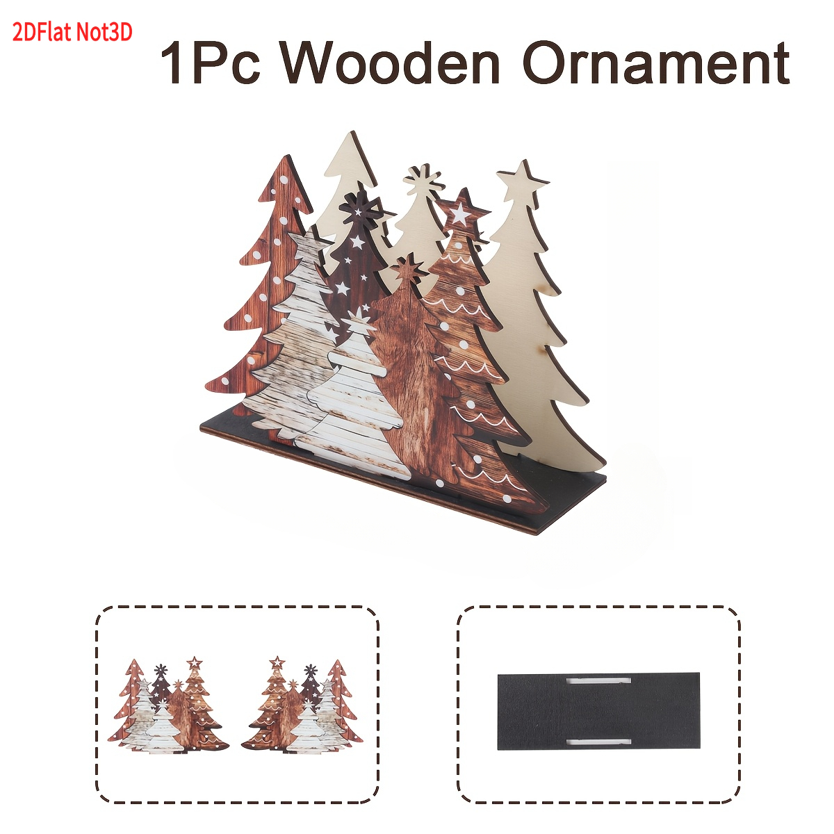 TEMU 2d Flat, 1-pack 2d Flat Wooden Printed Vintage-style Multi-tree Shaped Wooden Napkin Holder, Christmas Tree Napkin Dispenser, Kitchen Countertop
