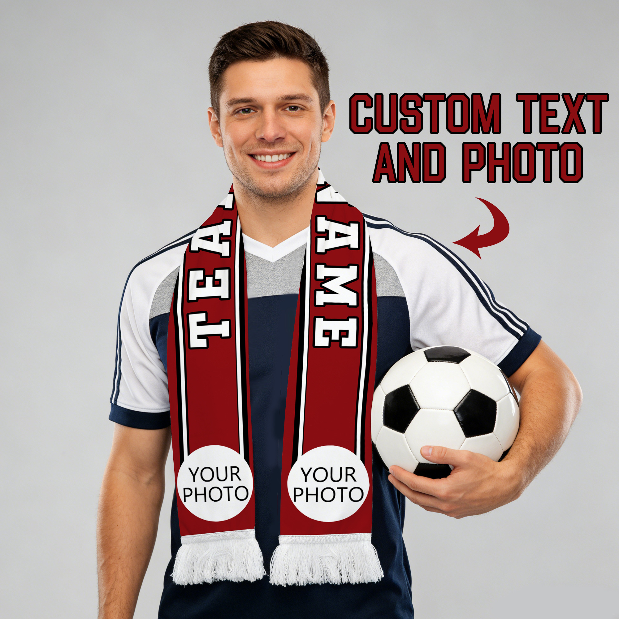 E-shop 1 Stück Personalisierter -Fanschal – Individueller Foto-Text-Schal für Outdoor-Events, Gruppenausflüge, für Spieltag & Sammlerstücke, Dekorativ,