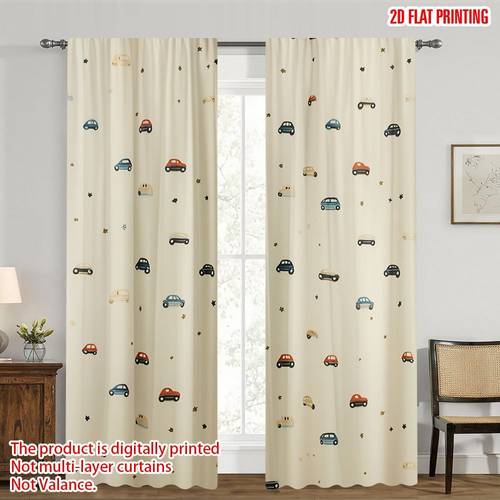 2d flat 2d plane printed curtains 2pcs set featuring design with pocket rod installation ideal for bedroom living room study dining room and kitchen