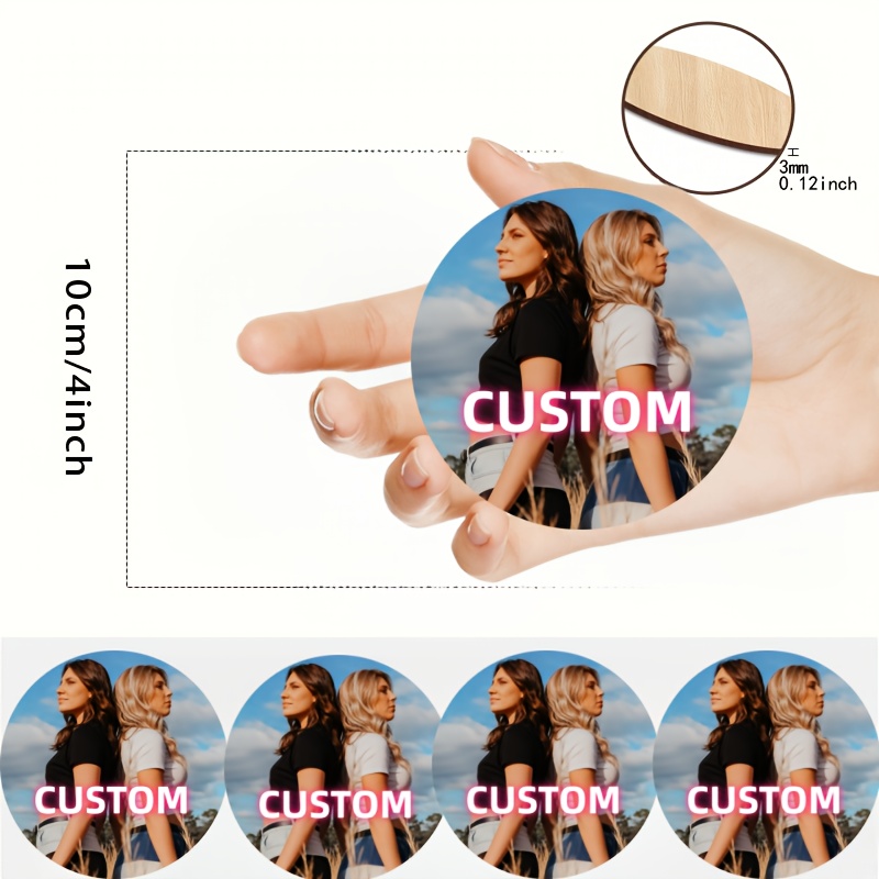 TEMU 4pcs Wooden Coasters Personalized Home Coasters Heat-resistant Desktop Protectors, Your Own Picture Decor Coasters, Suitable For Couples'