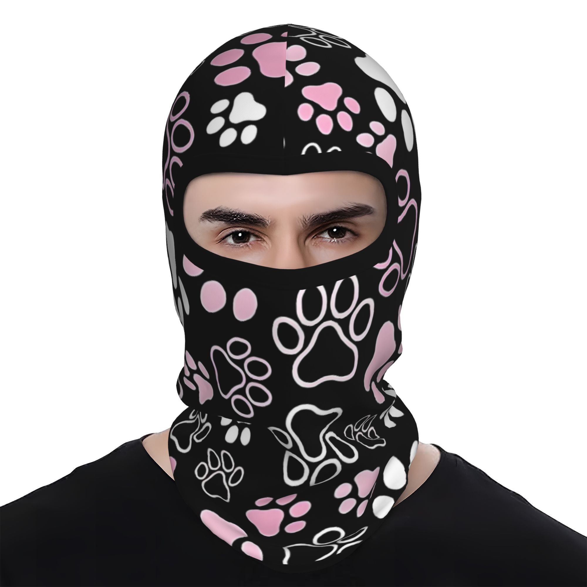 TEMU 1pc Of Wind-resistant Mask Featuring A Paw Design On A Dark Pink Background, Suitable For Cycling And Skiing, Serving As A Face Cover And Neck