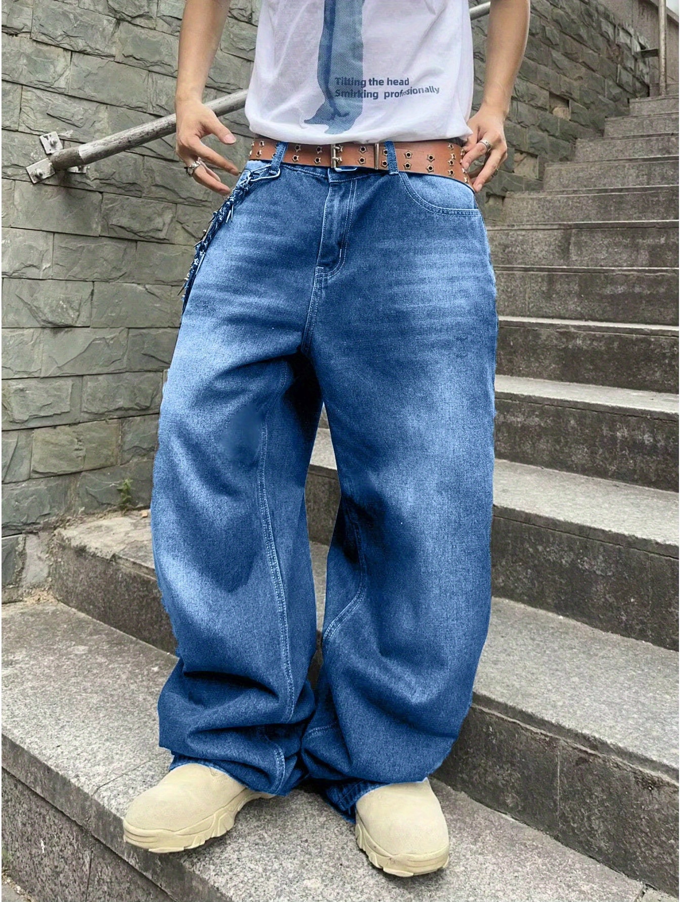 hip hop baggy jeans sold on Temu United States