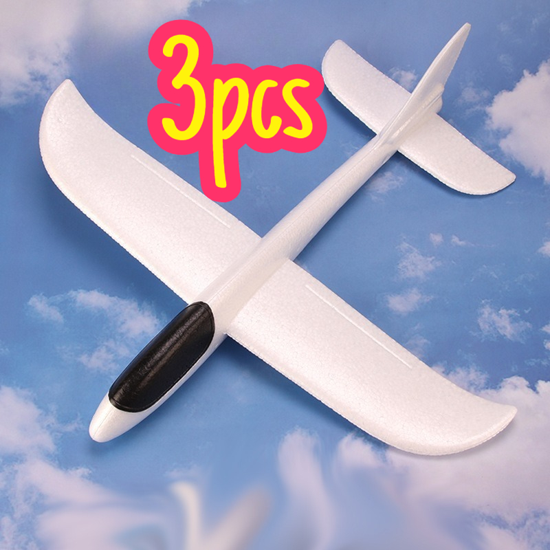 TEMU 3/5pcs Foam Hand-thrown Airplane Diy Graffiti Glider Outdoor . White Airplane Toy For Kids' Party Favor Pack, Gift For Children, Hand-thrown