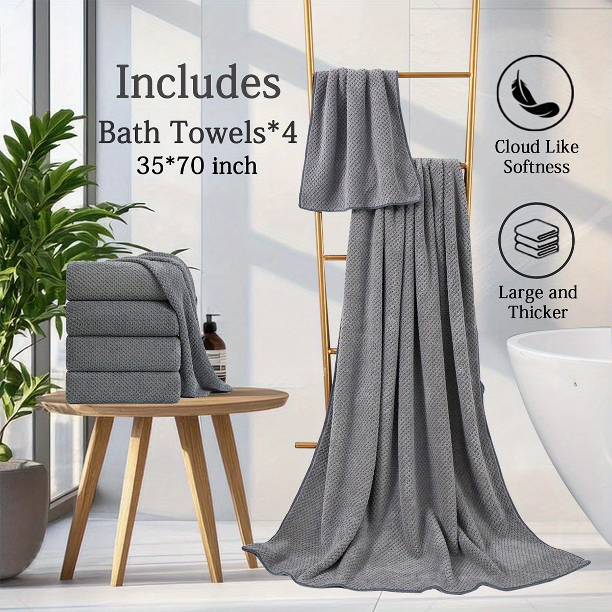 5Pcs Extra Large Bath Towel Set 35 X70 Thick Travel Towel