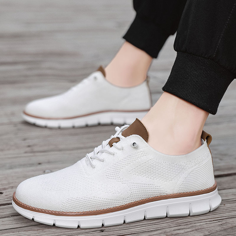 Men'S Breathable Knit Running Sneakers - MD Sole, Lace-Up, Low-Top Casual Athletic Shoes for All Seasons, Outdoor Activity Footwear | Fashion Sneakers | Lace-Up Closure