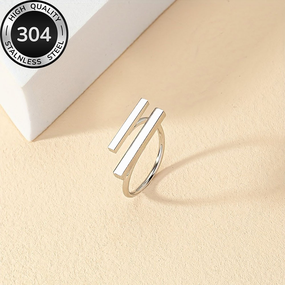 E-shop Hochwertiger, hypoallergener, verstellbarer offener Ring aus Edelstahl, farbbeständig, schlicht elegant, ein stilvoller Damenring geeignet für