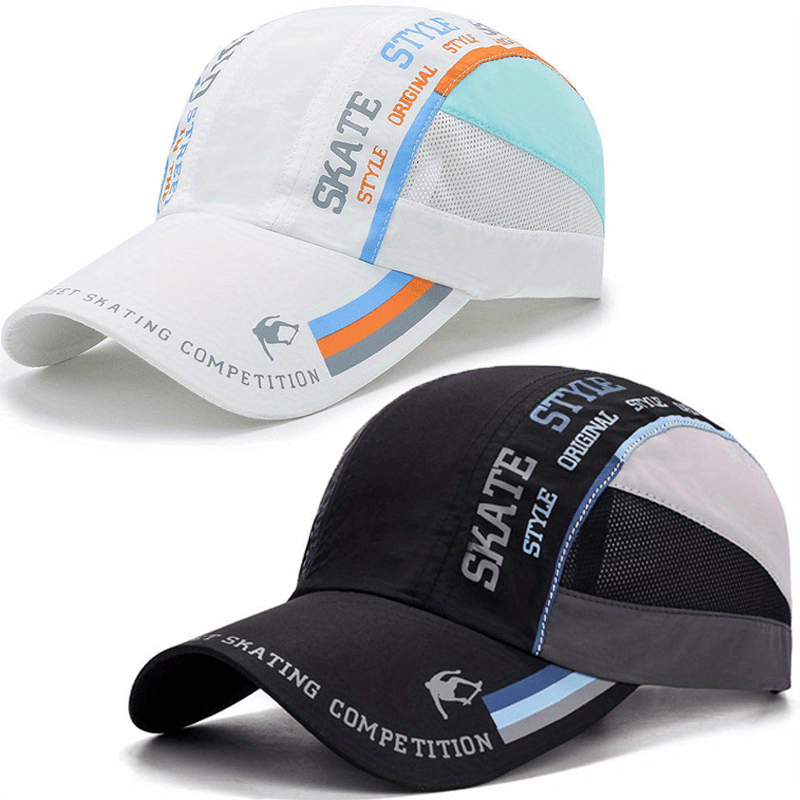 E-shop 2er-Pack Sommer Schnelltrocknende Mütze Outdoor Baseball Cap Sommer Herren Damen Outdoor Sonnenhut Mesh Hut Schnelltrocknende Mütze Baseball Cap