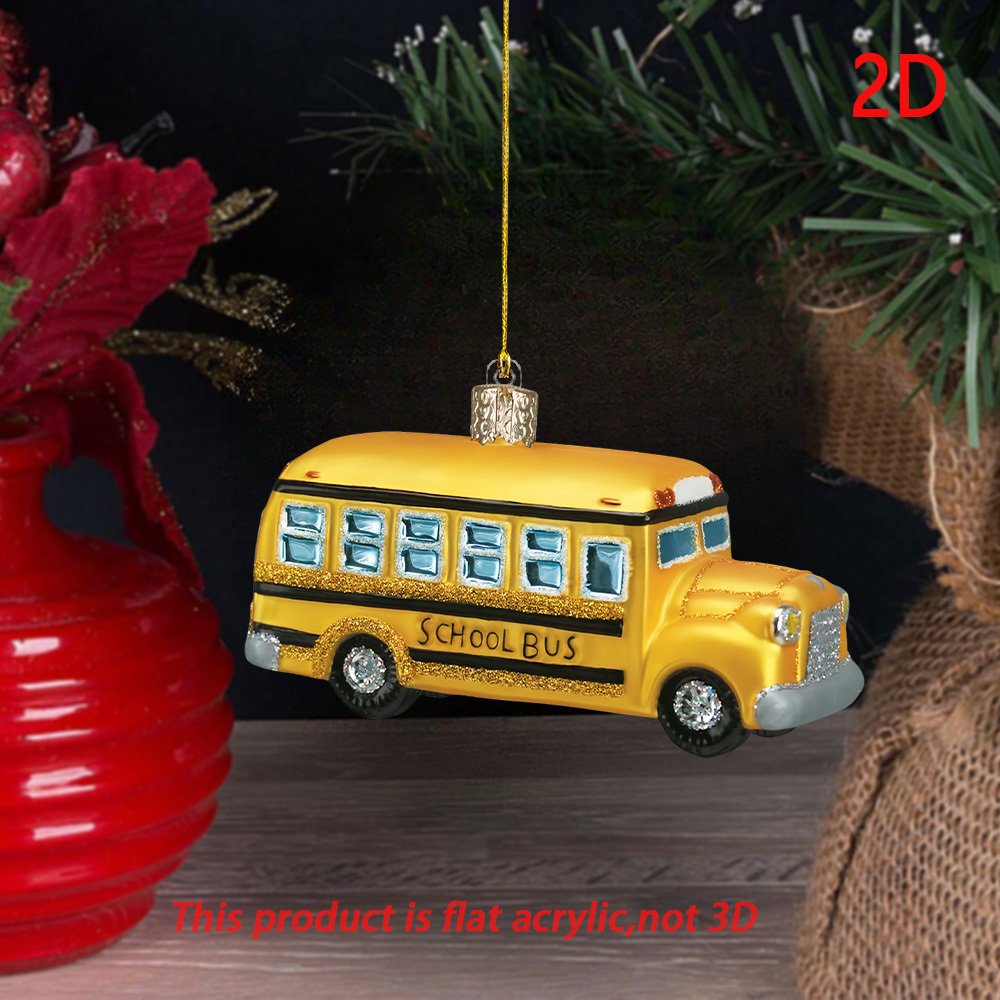 

1pc Style 2d Acrylic School Bus Christmas Tree Ornament, Fit Holiday Decor, No Electricity Needed, Featherless, Ideal Gift