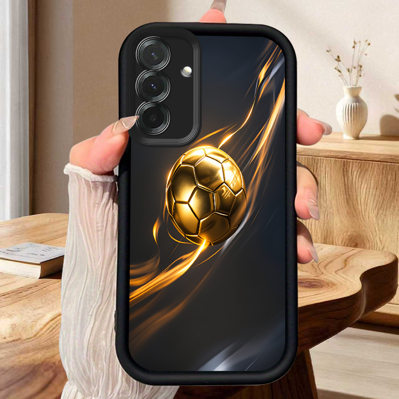 TEMU Phone Case: Golden Football Pattern Sporty Style Unisex Full-coverage Protective Tpu Case, Suitable For Galaxy A05 A05s A06 A07 A12 A13 A14 A15