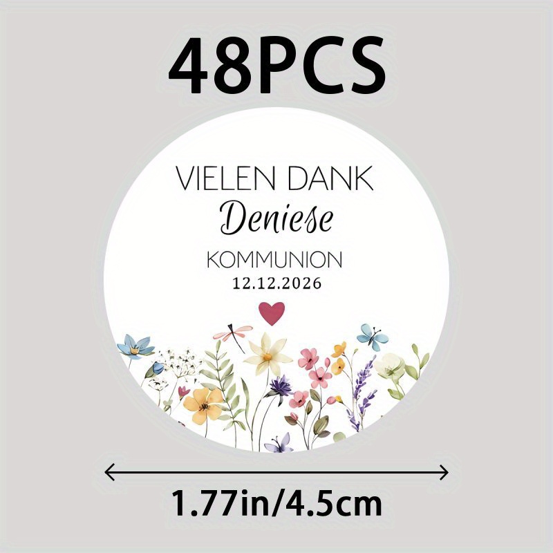 Image of Personalized Name Stickers For Custom 48/96, Featuring The German Word "konfirmation". Are Confirmation Stickers That Used As Guest Gift Tags Or Thank You Notes