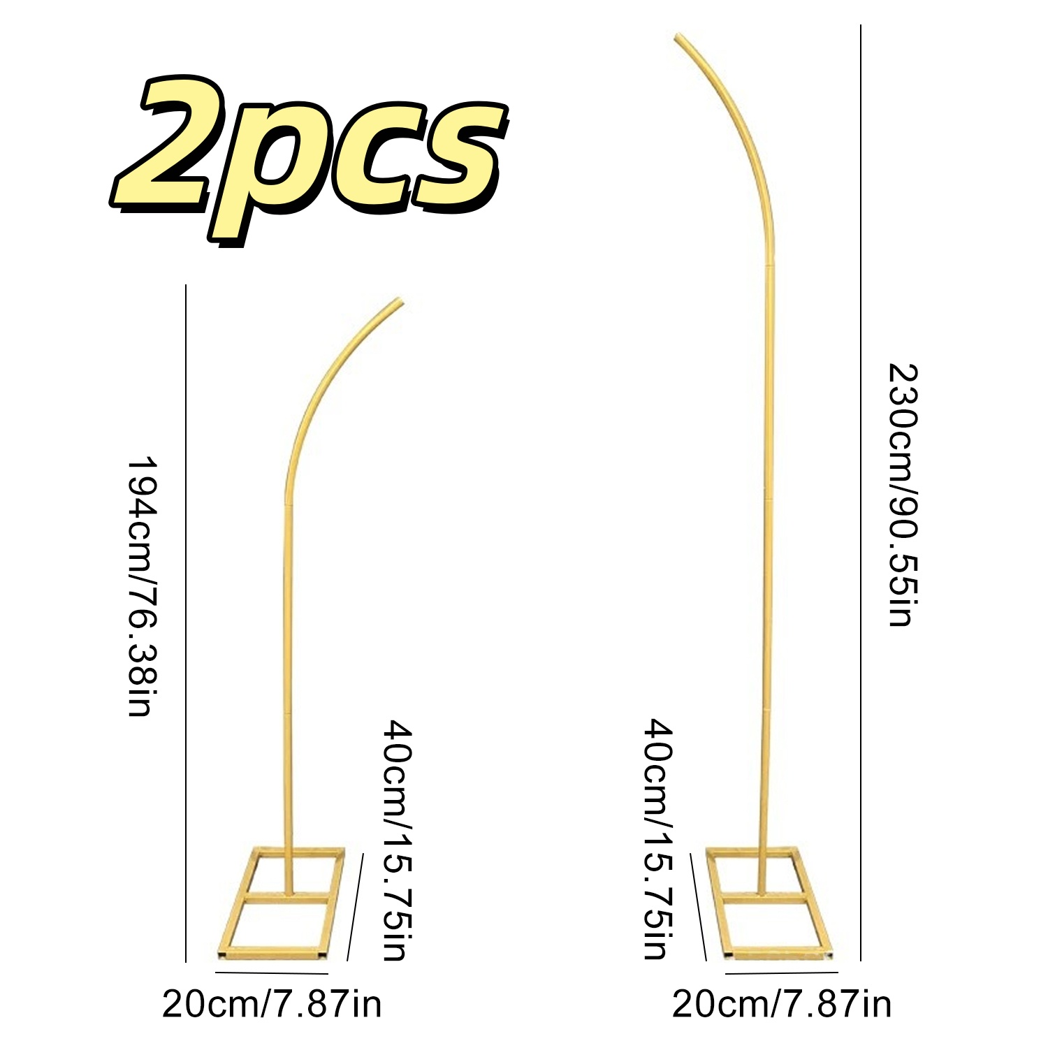 TEMU 2pcs Half Arch Balloon Stand, 2. 34m & 1. 95m Metal Wedding Arch With Square Base | Arch Frame For Wedding, Birthday, Party, Graduation,