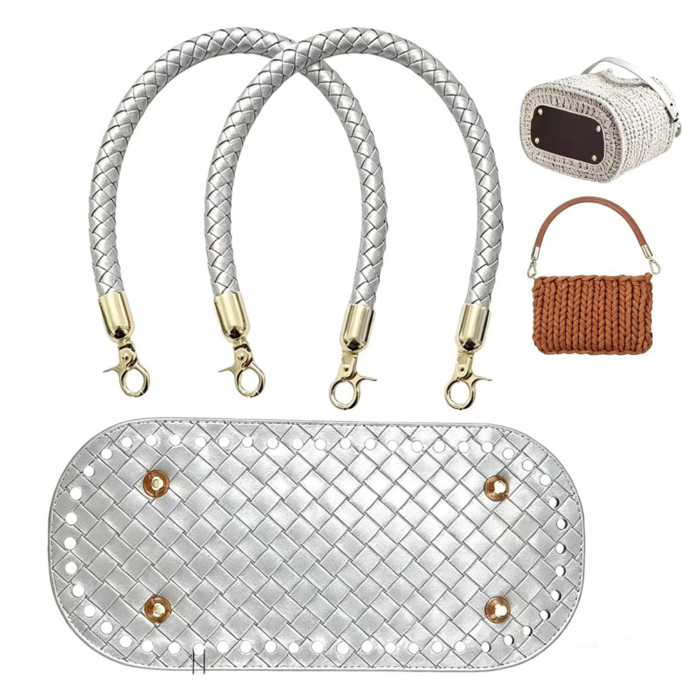 TEMU 3pcs Set New Style Handmade Bag Twill Pu Leather Crochet Bag Base With Nails, High-quality Accessories Perfect Or Making Crochet Bags, Diy