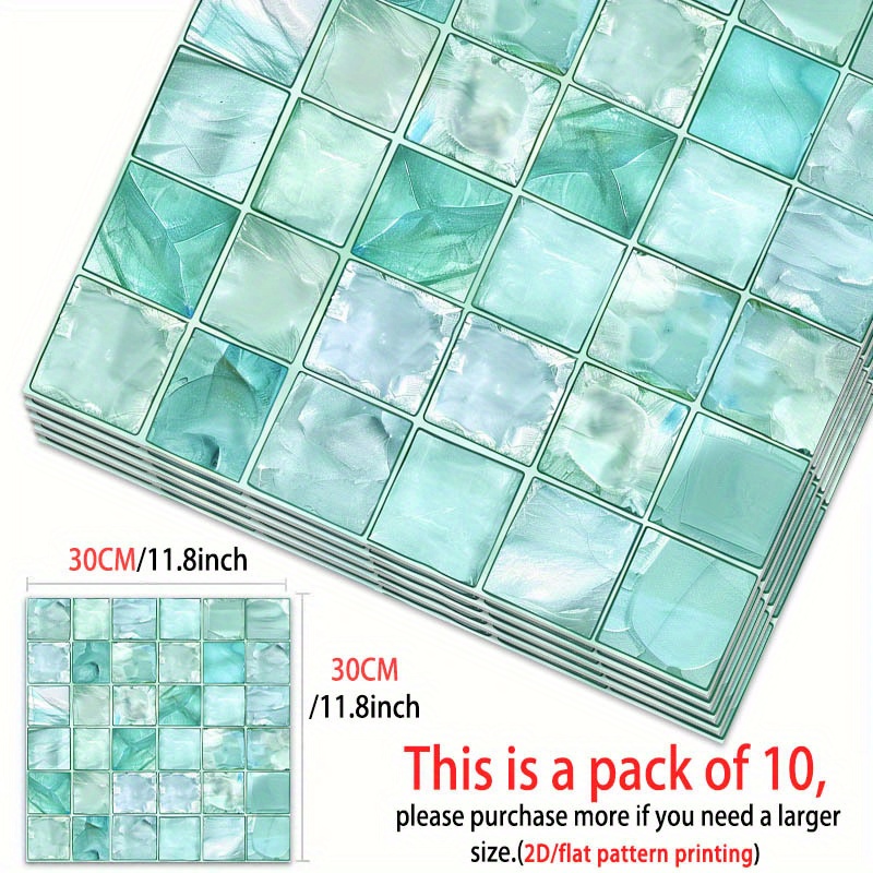 TEMU Lot de 10 autocollants de sol 2D auto-adhésifs, motif mosaïque , carreaux de sol en PVC 11,81x11,81in (30x30cm), décalcomanies artistiques à et