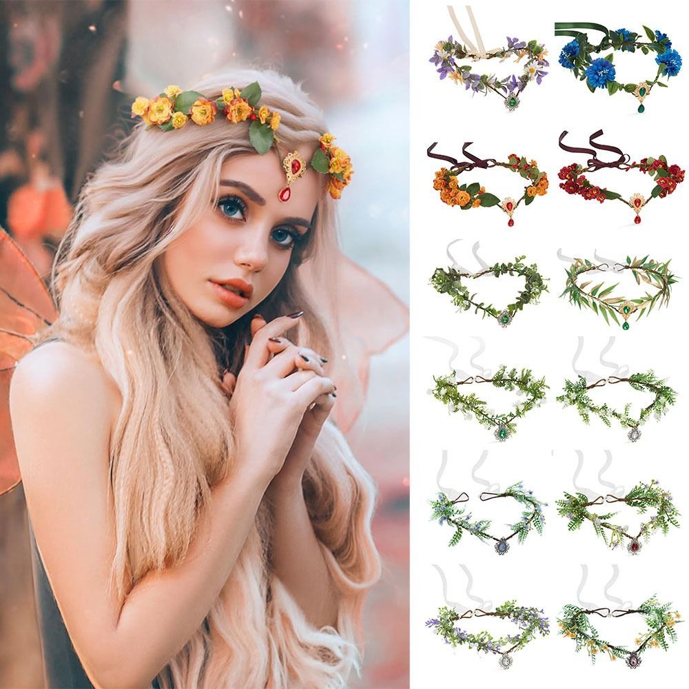 

[1pc Fairy Crown Headpiece] 1pc Polyester Fairy Crown, Floral Leaf Headpiece, Tiara, For Women And Girls, With Costume, Christmas, Wedding, Cosplay, Photoshoot, Princess Accessory