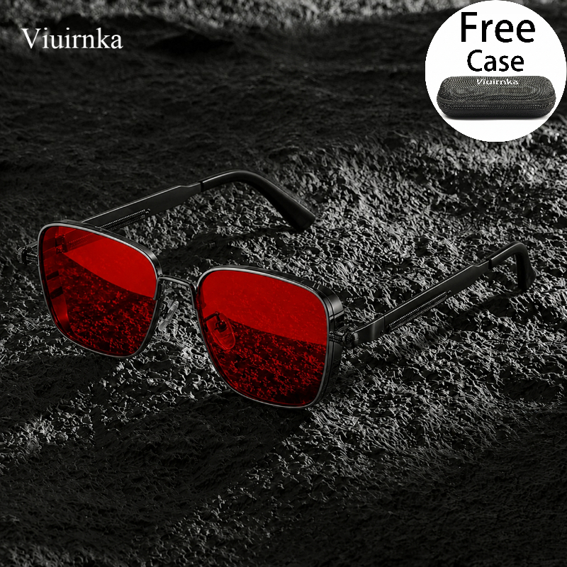 TEMU Retro Metal Square Frame Fashion Glasses Luxury Mechanical Style Temples Anti Glare Eye Protection Versatile For Business Casual Unisex With