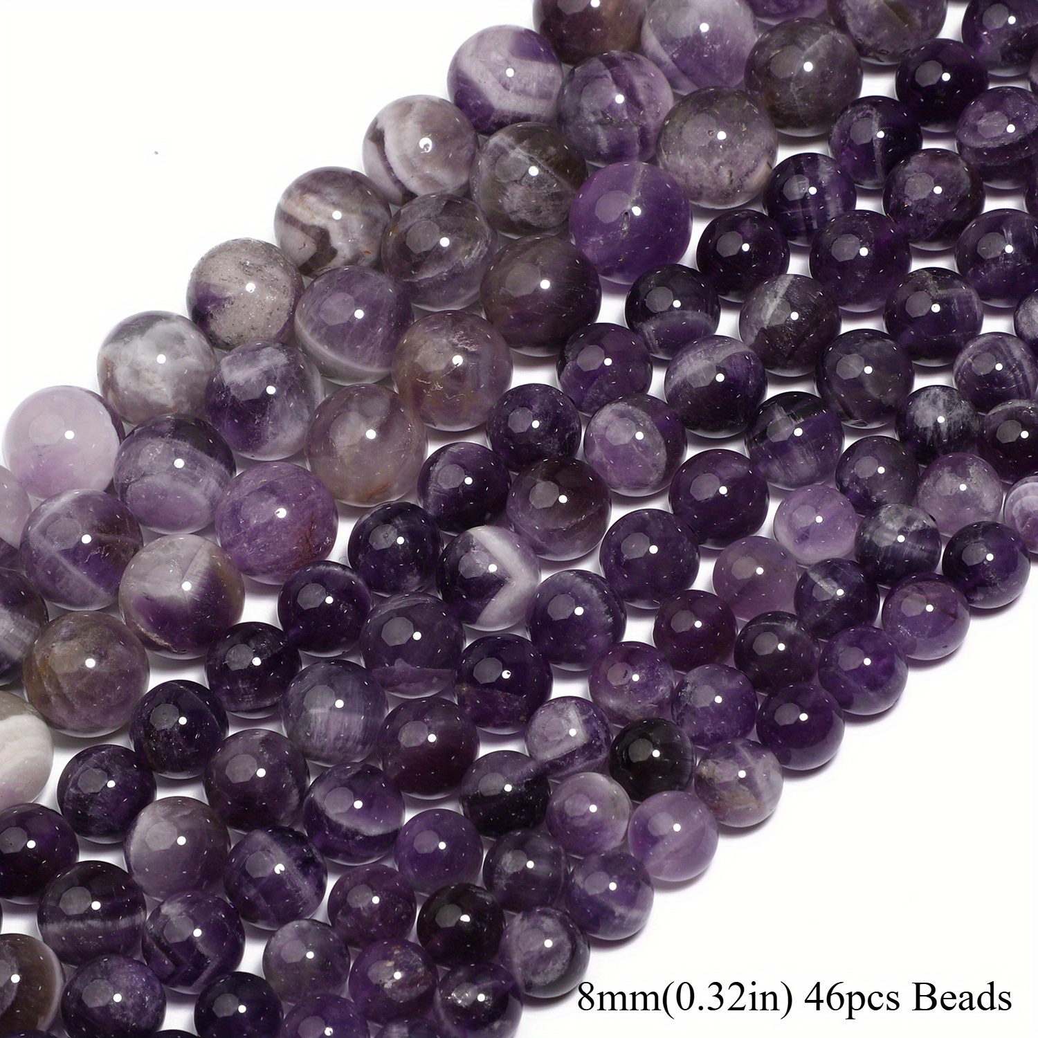 TEMU Amethyst Beads For Jewelry Making, 5a Natural Stone, High Quality Loose Spacer Beads, Elegant For Bracelets, Necklaces, Earrings, Women's Gift
