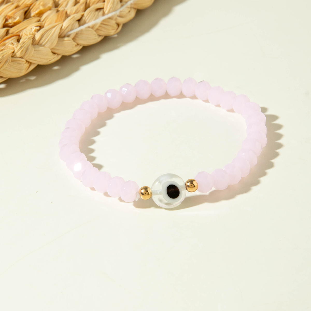 6pcs Women's Glass Devil's Eye Bracelet Set, Stackable Bead Bracelets