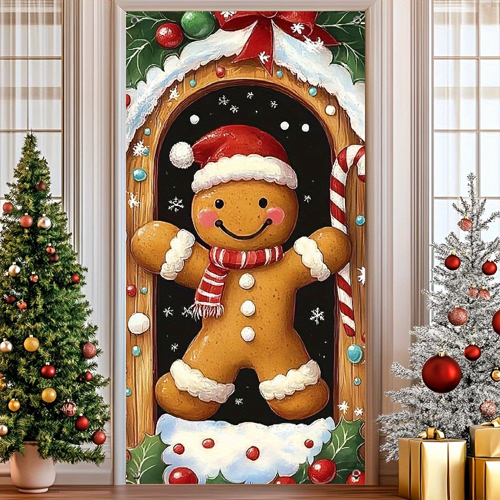 TEMU Bannière de porte 2D - Drapeau de porte 2D, une pièce de décoration festive d'épices de Noël pour couverture de porte pour hommes - 35.4"X70.8"