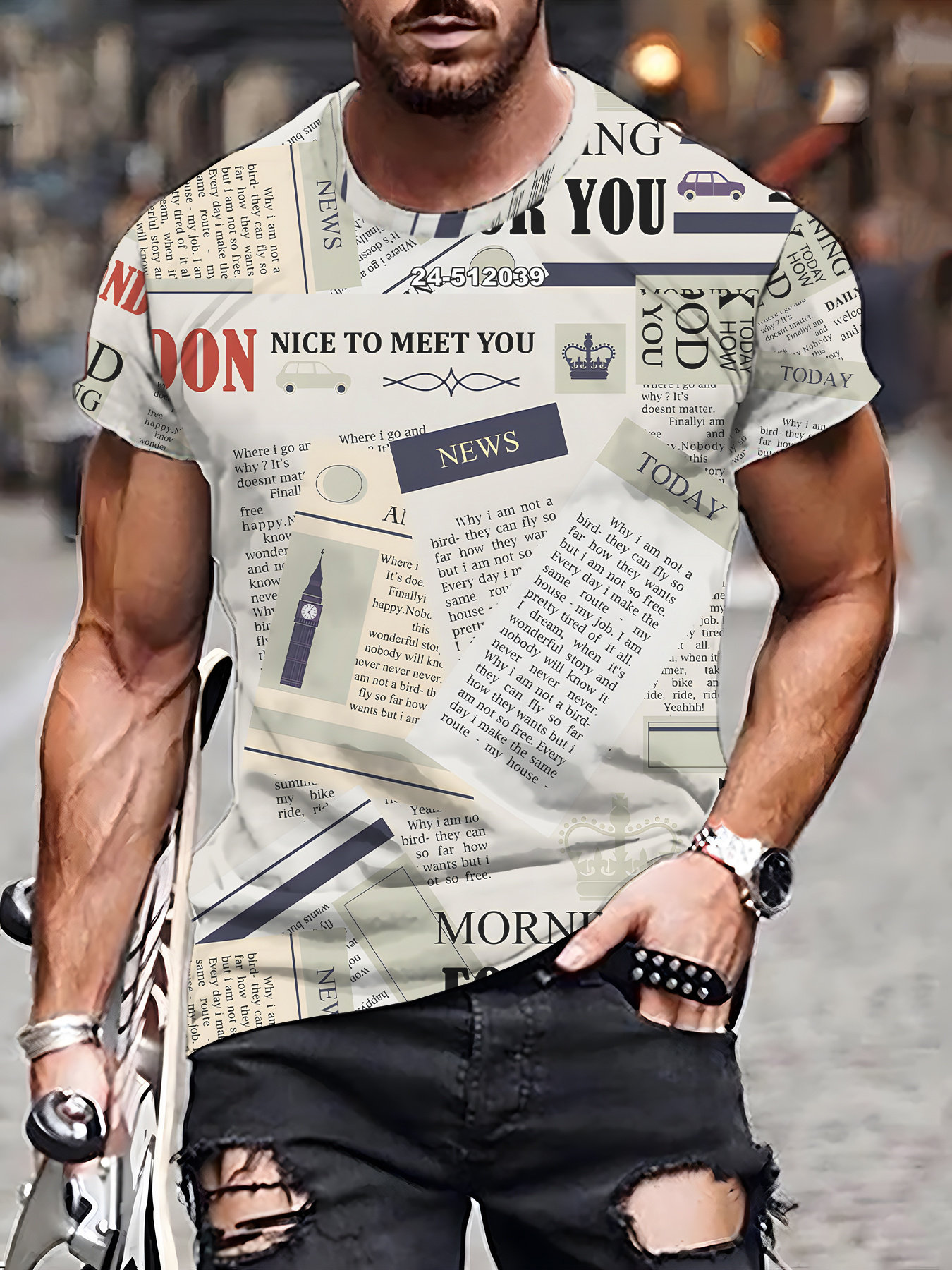 UND SPACE NEWSPAPER PRINT TOP（Tシャツ/カットソー）｜Ameri