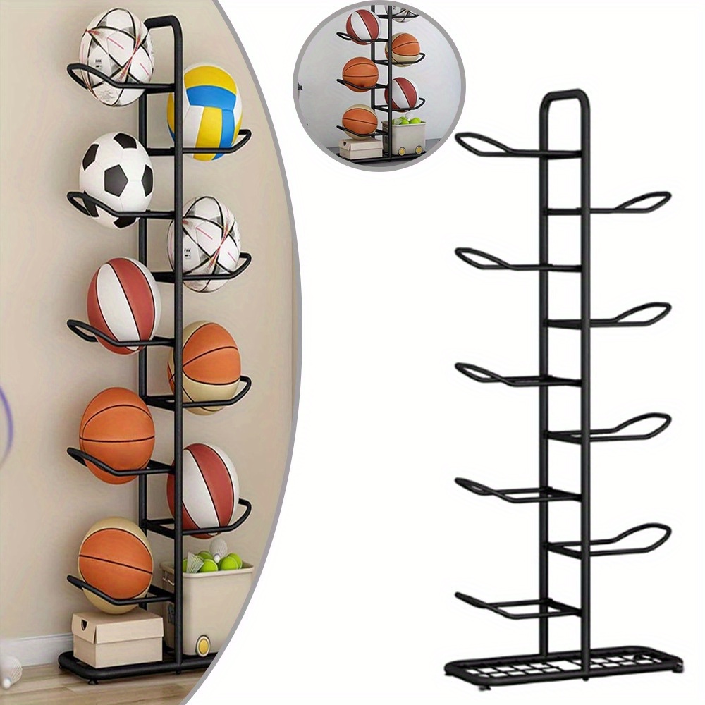 Ball Storage Rack, Basketball Football Stand Holder, 9 Capacity, Vertical Display Stand For Ball Toy Storage