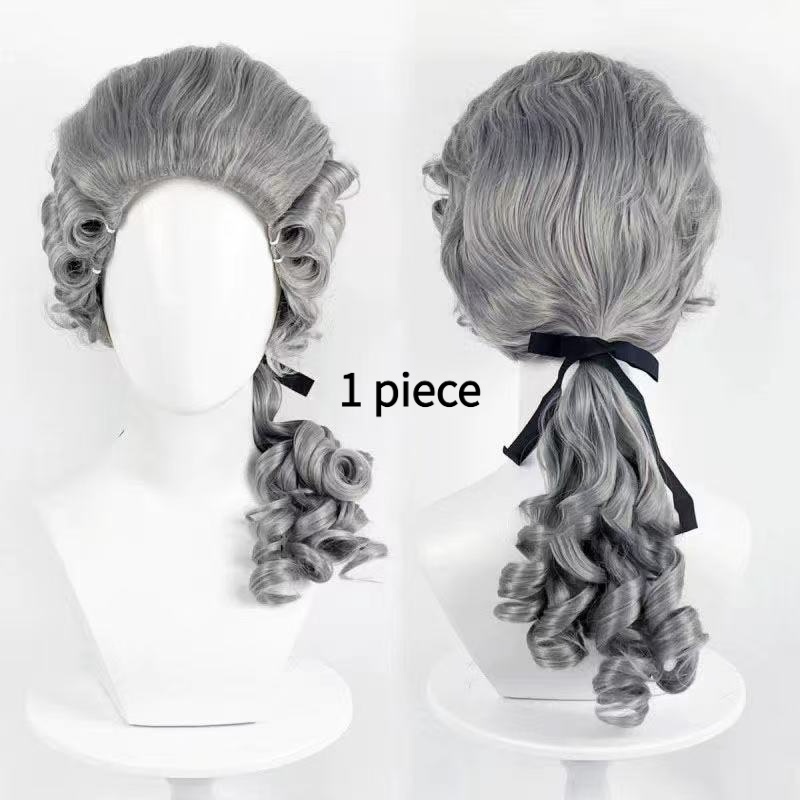 TEMU AOIFE Ricciata da Western, Disponibile in / Chiaro/Grigio Argentato. Adatta per Avvocati, , e Figure Storiche, Anche per Retro, di Halloween e