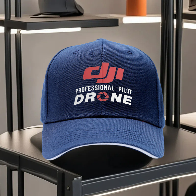 TEMU Professional Drone Pilot Baseball - Adjustable Unisex Black Hat With , Lightweight Polyester, Breathable Design, Drone Enthusiasts