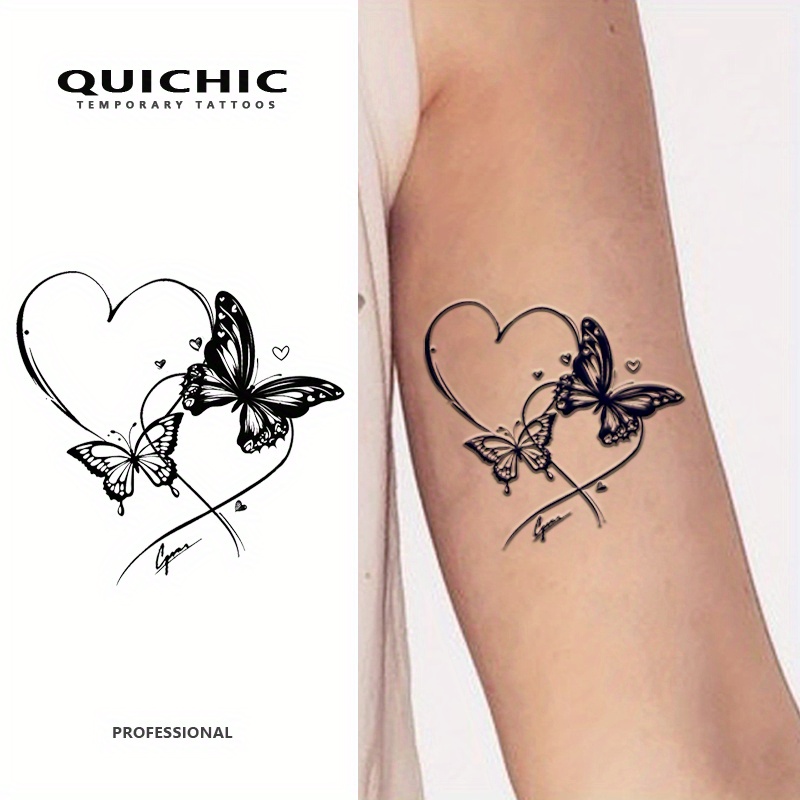 TEMU 3 Sheets Realistic & Heart Semi-permanent Temporary Tattoos For - Lasts 1-2 Weeks, , 3.2'' X 3.2'', Love Symbol & Art, Fake Tattoos For Stylish Body Art