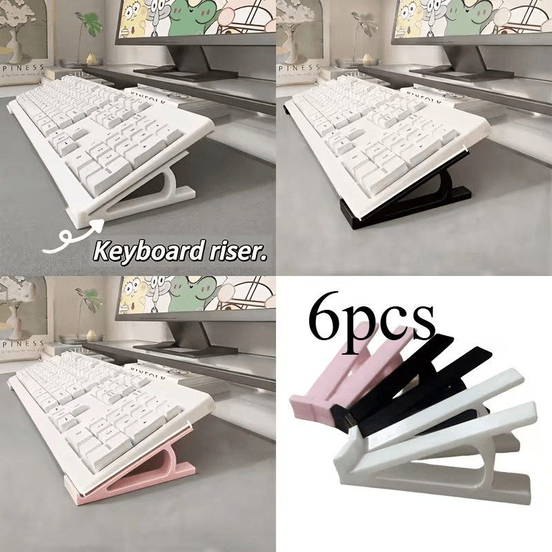 TEMU 6pcs Ergonomic Keyboard Riser, Anti-slip Universal Stand, Optional, Suitable For Office And Gaming