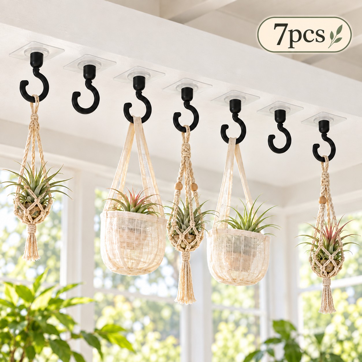 TEMU 7pcs Self-adhesive Ceiling Auxiliary Hook(, 360-degree Rotating); Features A No-drill, Traceless Design Suitable For Hanging Light Fixtures,