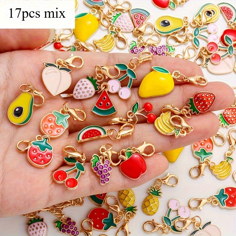 17pcs Lobster Fruit Series Keychain Set For Y2k Bags And Shoes