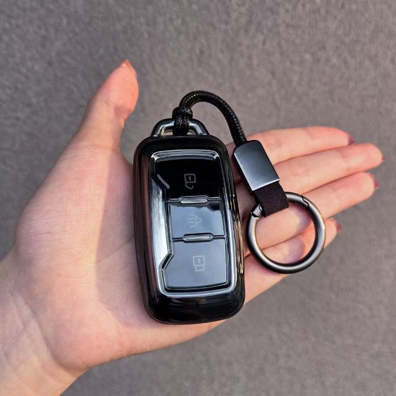 TEMU Funda Transparente Negra TPU para Llave de Coche, Portallaves con Anilla para Chery X70/X70m/X70S/X90/X95 Plus 2020-2022