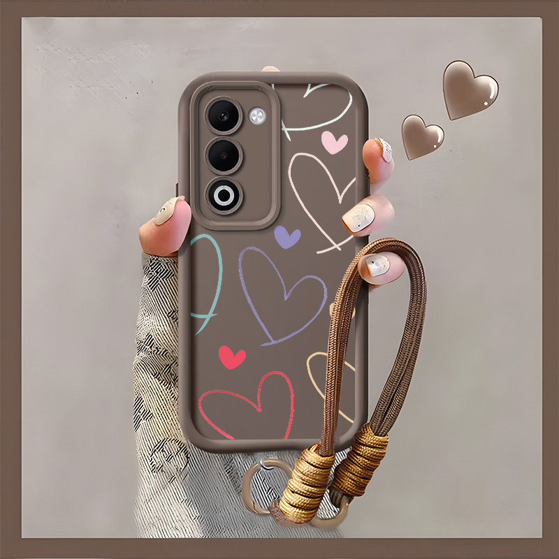 TEMU Phone Case Suitable For Oppo A5 Soft Tpu Simple Colorful Graffiti Love Protective Phone Cover With Lanyard