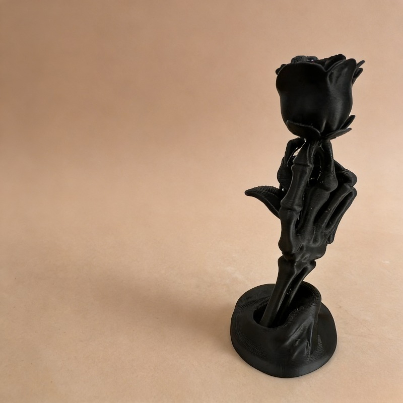 E-shop 3D-gedruckte Totenkopf-Hand- und Rosen-Skulptur, einfaches Mode-Design - Home Decor Totenkopf-Hand- und Rosen-Statue Ornament, geeignet für