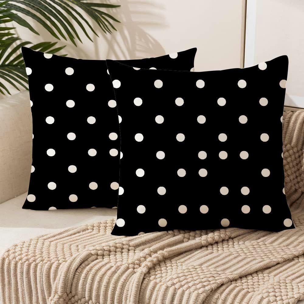 

2-pack Modern Polka Dot Pillow Covers, 18x18 Inch, Double-sided Short Plush, Geometric Pattern, Machine Washable, Zipper Closure, Woven Polyester For Sofa And Living Room Decor