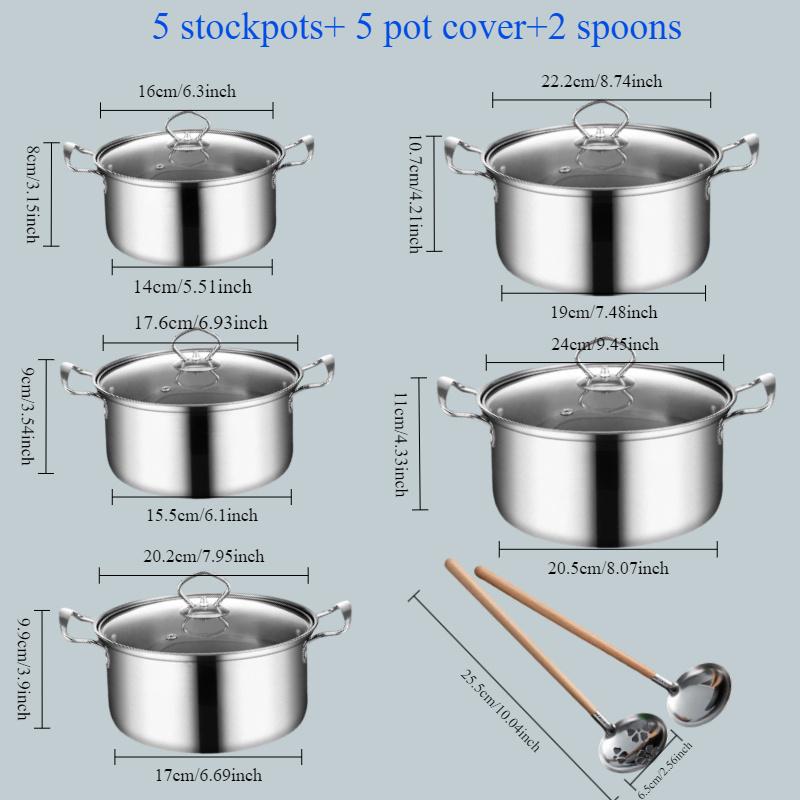 12pcs high quality 400 stainless steel pot set practical pot set household pot set thickened   pot set induction cookers and gas stoves   used details 3