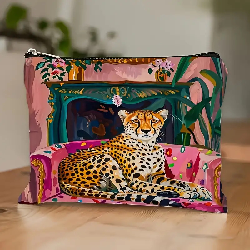TEMU 1pc, Makeup Bag And Cosmetic Pouch, Print Large Capacity Makeup Bag, Art Illustration Design, Home Organization And Outing Needs, Suitable For