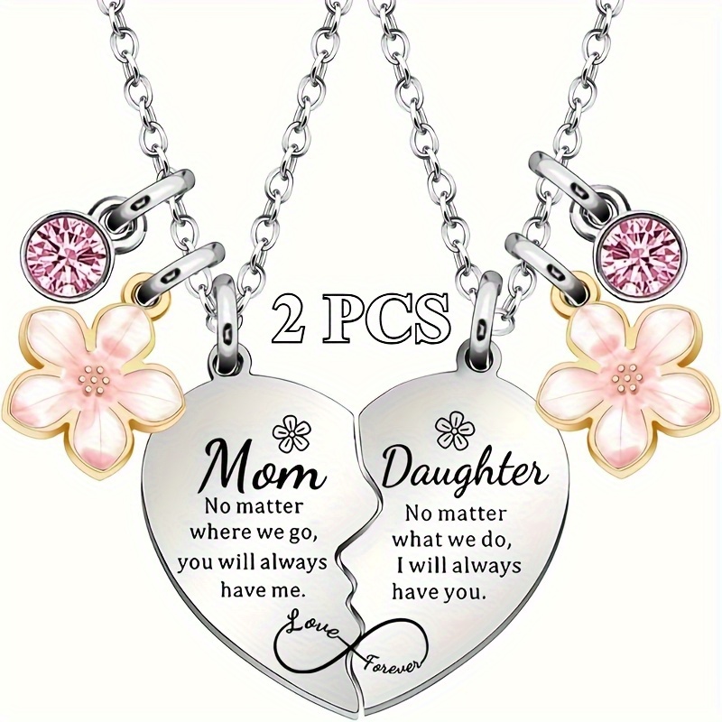 TEMU A Set Of 2 Heart-shaped Pendants And Necklaces For Mothers And Daughters, Perfect Gifts For , Birthdays, And Christmas From Daughters