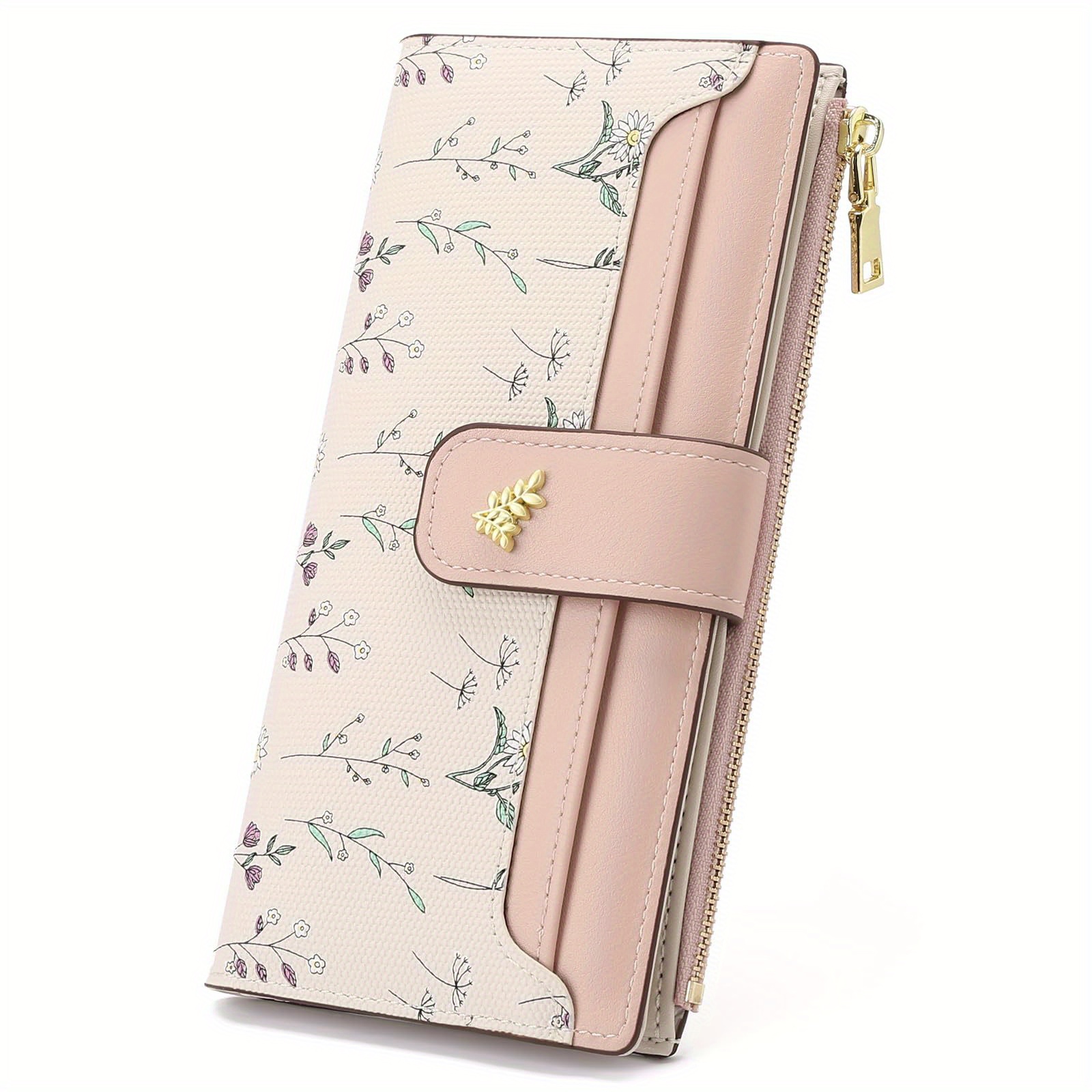 Image of Floral Clutch Wallet For Women - 15 Card Holders, Display & Secure Coin Zip - 3 Cash Sections In Compact Vegan Synthetic Leather Organizer - Evening Bag & Daily Essentials