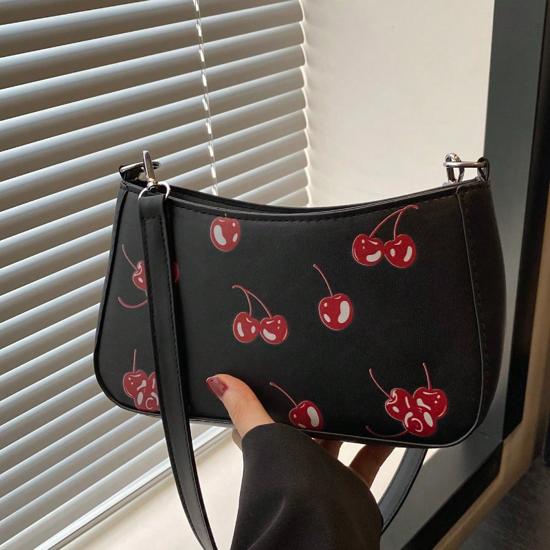 TEMU This -block Cherry Print Shoulder Bag Is Perfect For Shopping And Carrying Wallets. Ideal For Women, College Students, Newcomers To The