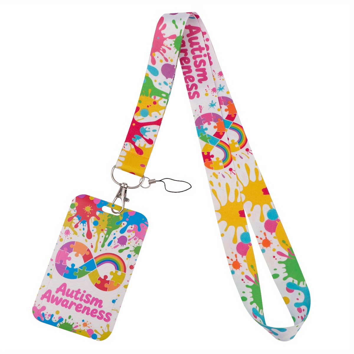 TEMU 1 porte-clés avec cordon pour clés de voiture, badge d'identification personnalisé pour bureau, porte-téléphone portable de gym et support