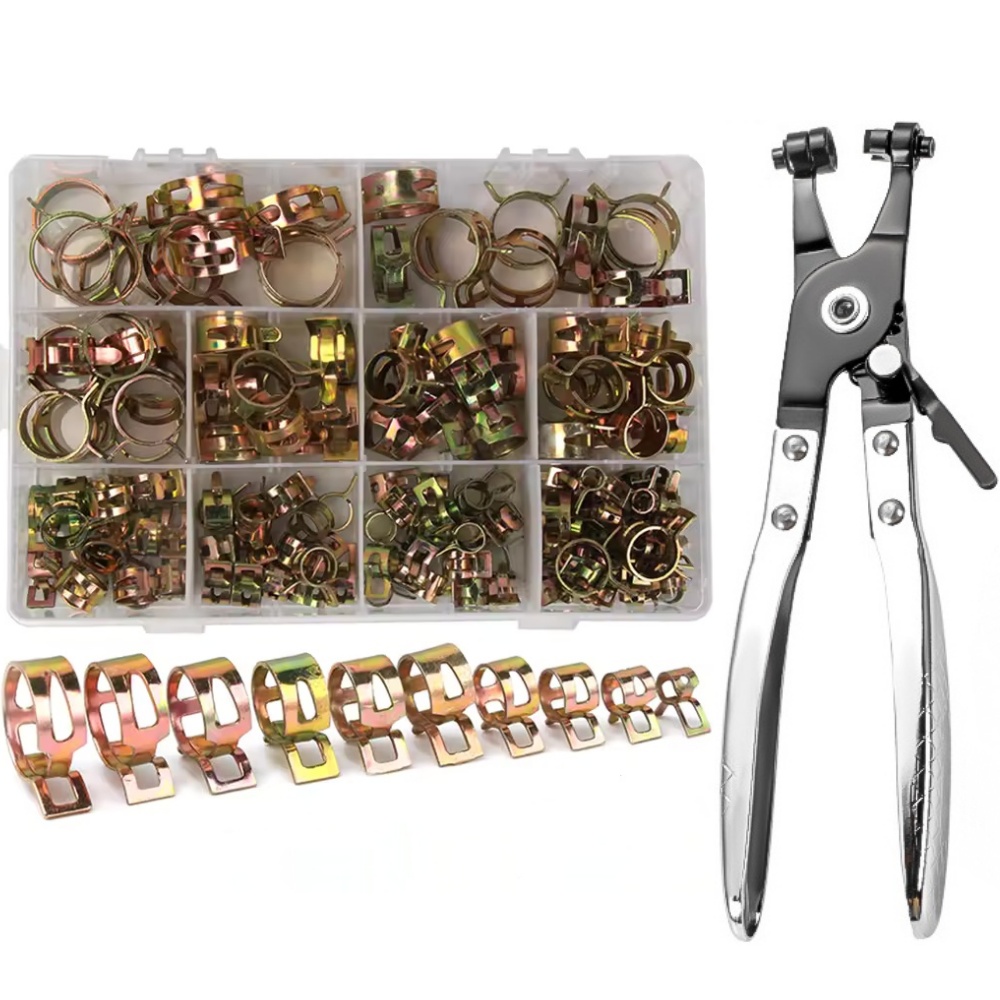 Image of 115pcs Set Of 6-25mm Spring Hose Clamps, Including Pliers, Small Spring Clamps, And Tension Clamps Suitable For Automotive Fuel Lines, Vacuum Hoses, And Low-pressure Air Lines.