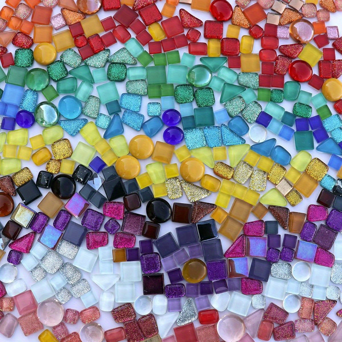 Iridescent Round Glass Mosaic Tiles For Crafts Jordan