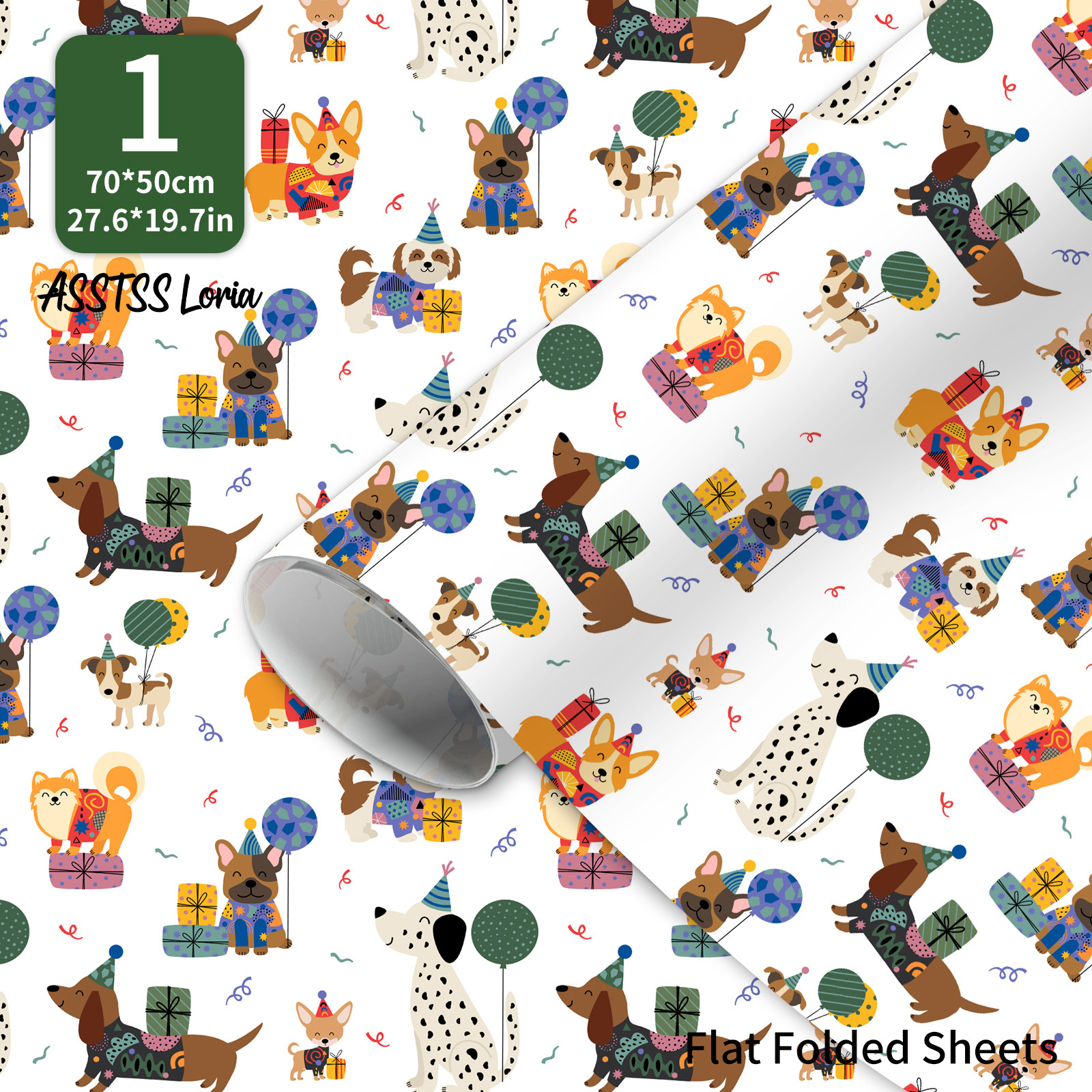 TEMU 1 Sheet Asstss Large Roll Wrapping Paper Suitable For Birthdays, Graduation, Parties - 20x28" With 105gsm Thick Paper, High-definition Aesthetic