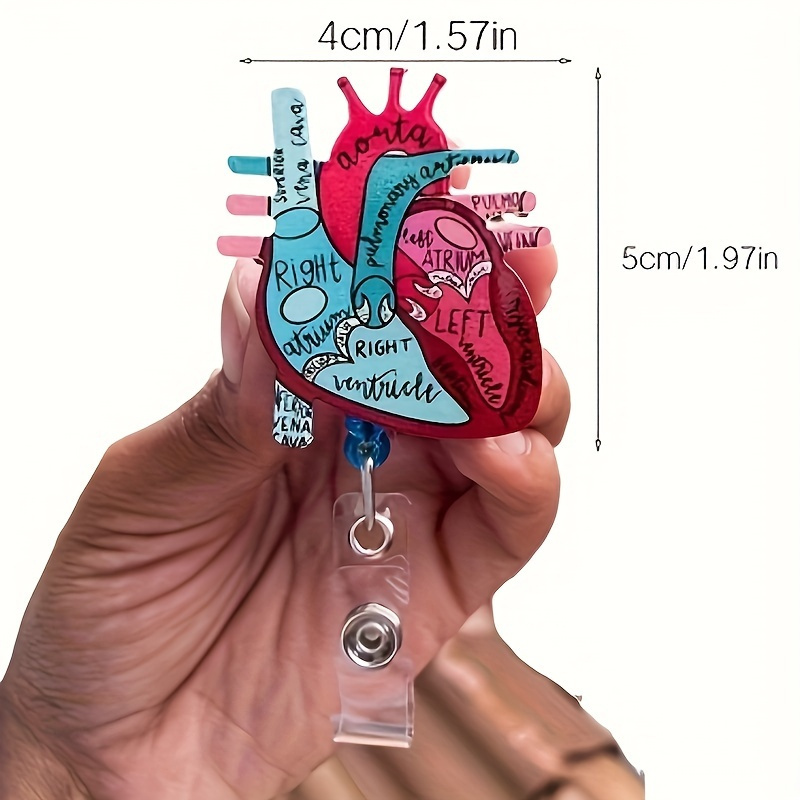 1 Heart-shaped Medical Nurse Theme Id Badge Holder With Pull Ring, Student Card Case Accessories