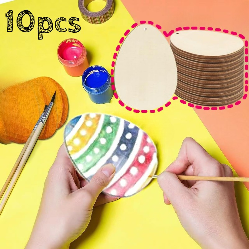 

10pcs Handcrafted Wooden - Diy Oval Hollow Decorations For